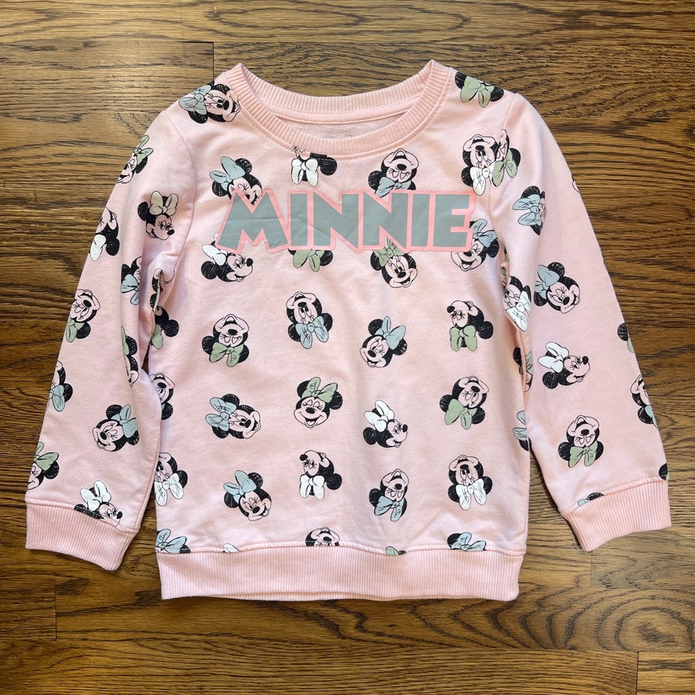 Disney Junior Girls Minnie Mouse Prints Pink Sweatshirt Size 5